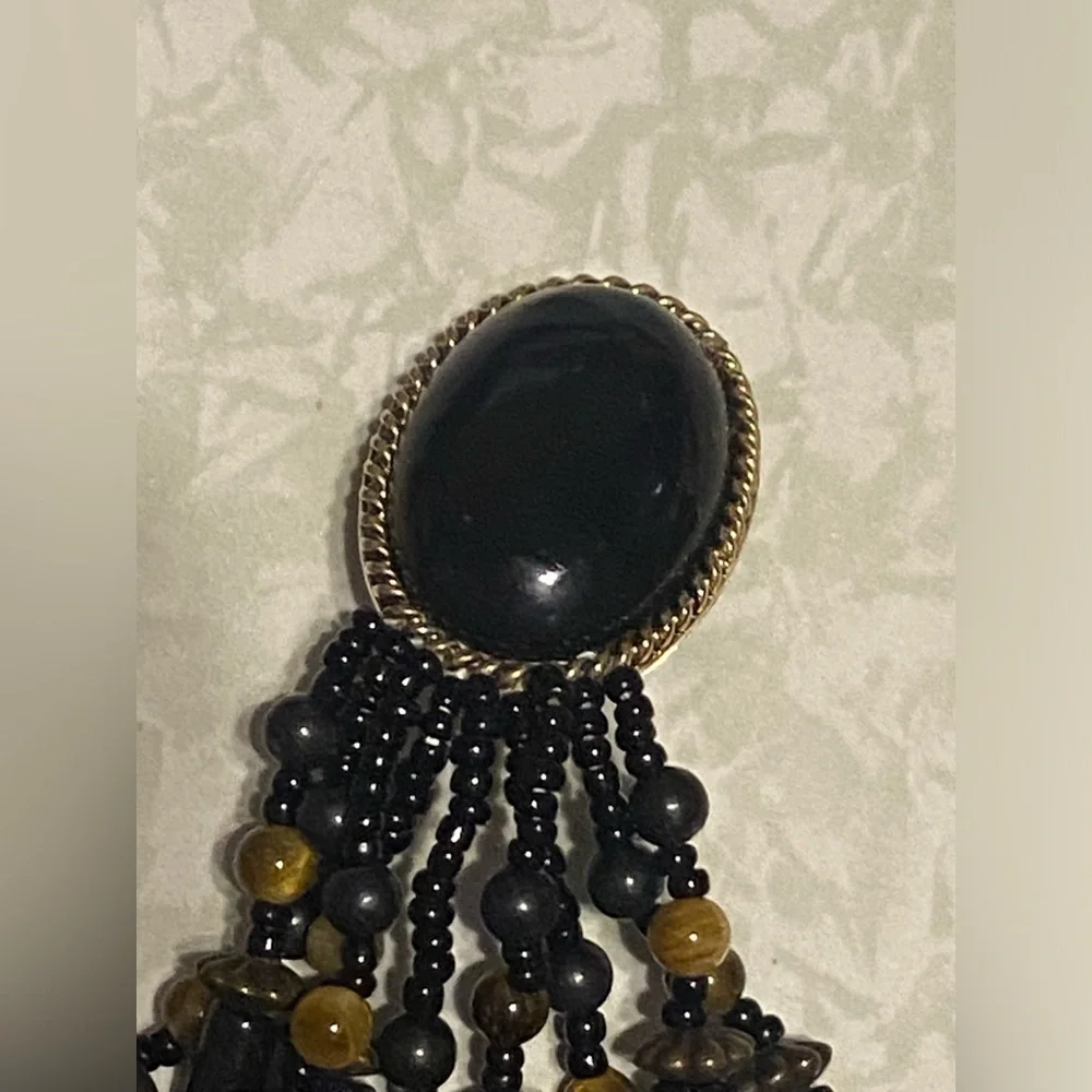 Vintage Costume Dangling Bead Clip on Earrings #5055 💎